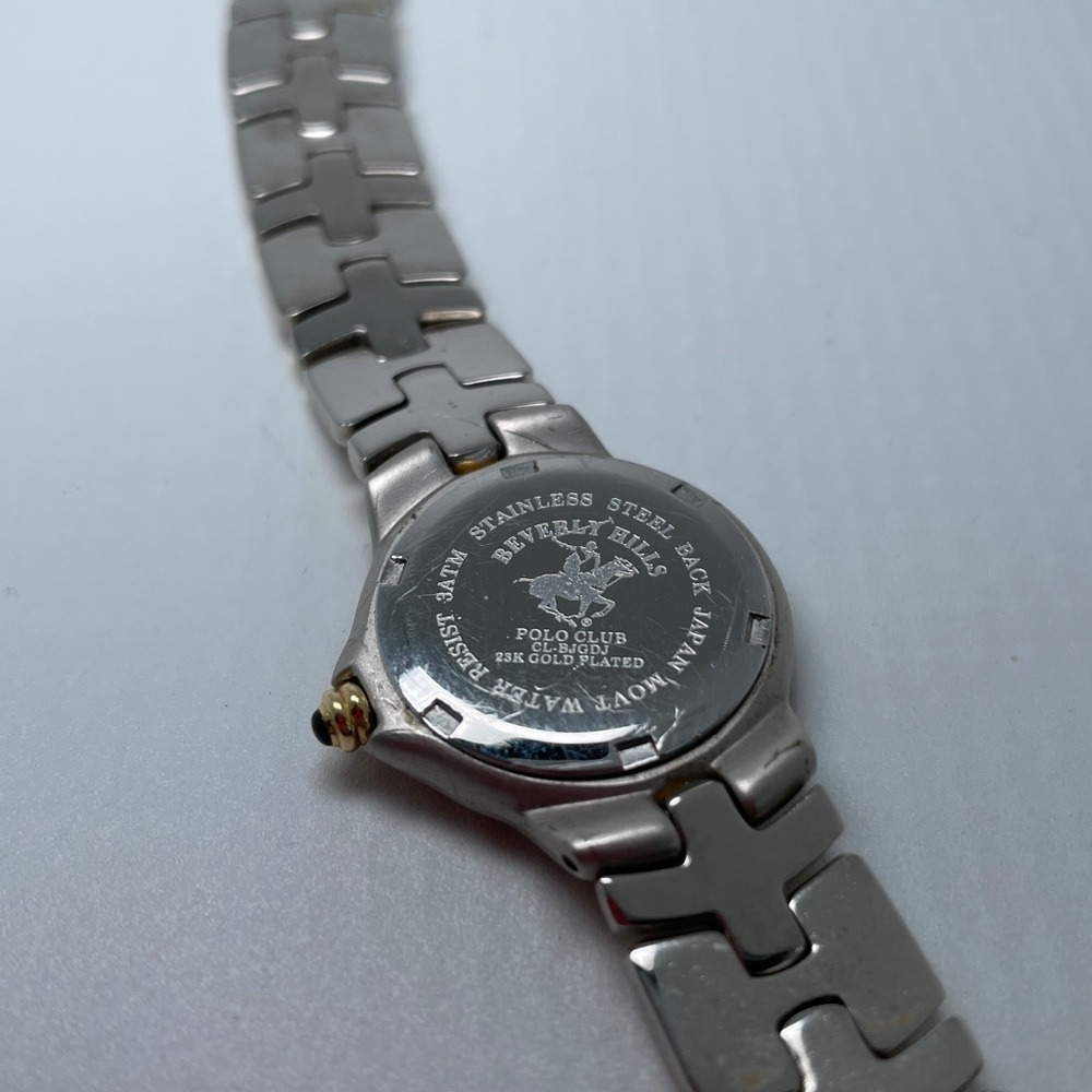 Vintage Women's 23k Gold Plated 2 Tone Watch by Beverly Hills Polo Club - Picture 9 of 12
